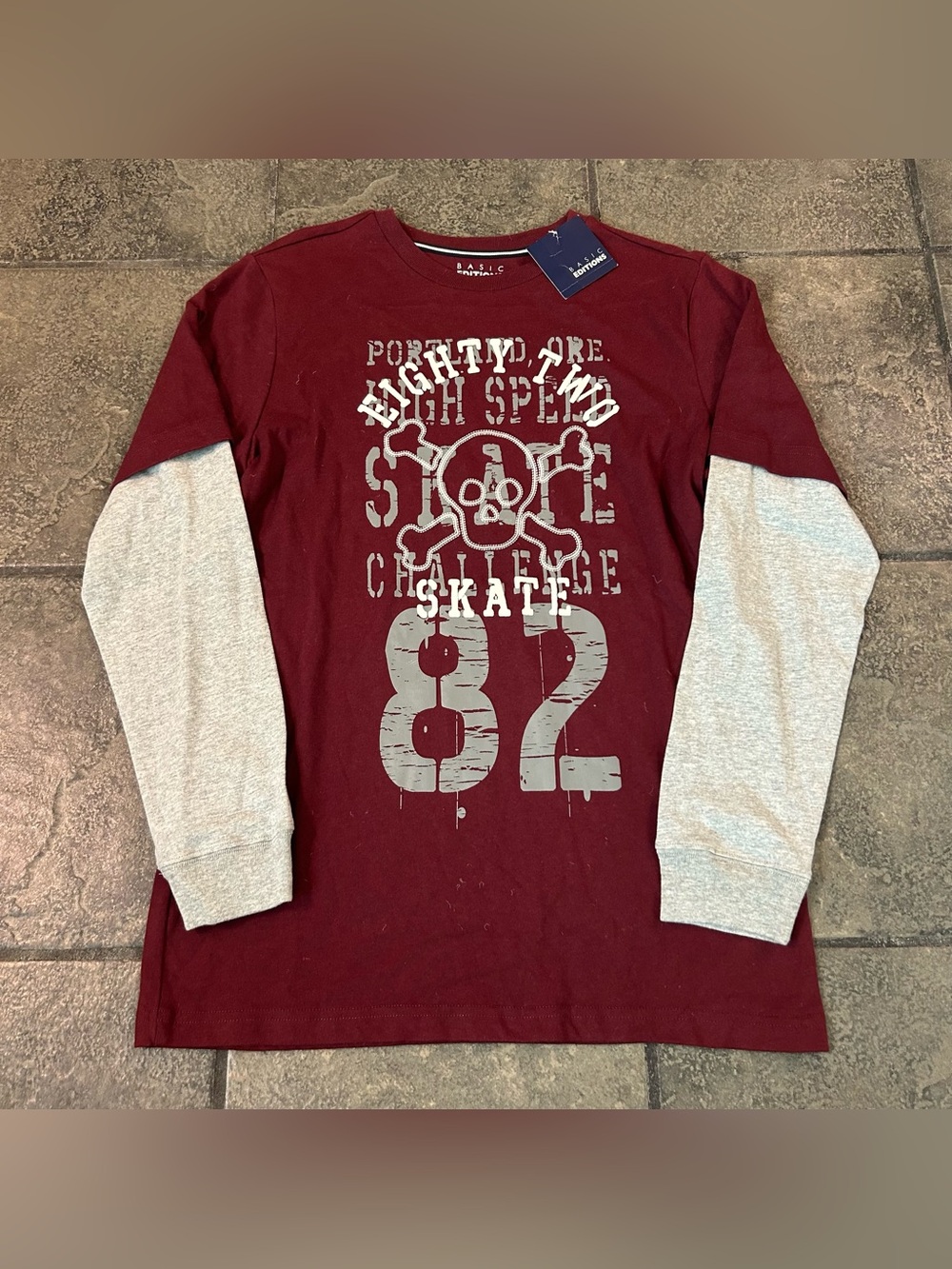Vintage Y2K Basic Editions Eighty Two Skate Shirt Long Sleeve Size Youth XL New